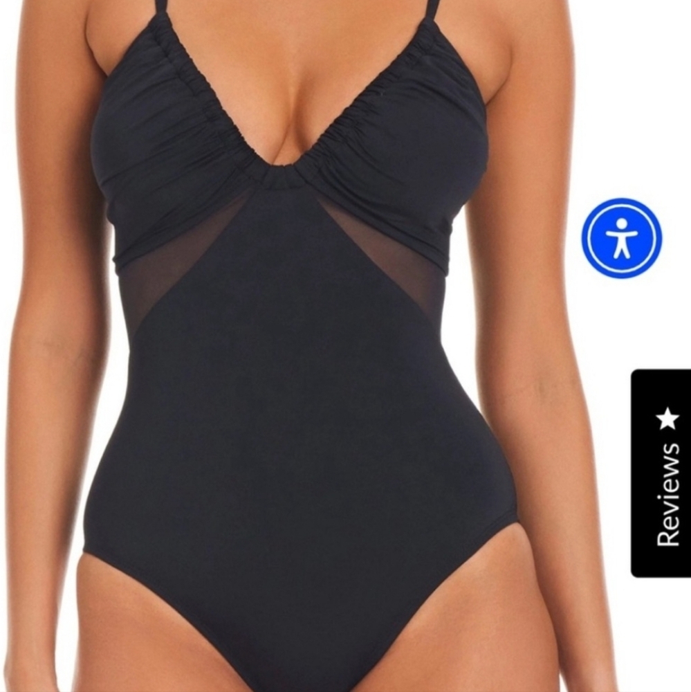 Bleu Rod Beattie Black One Piece Swimsuit With Mesh Panels